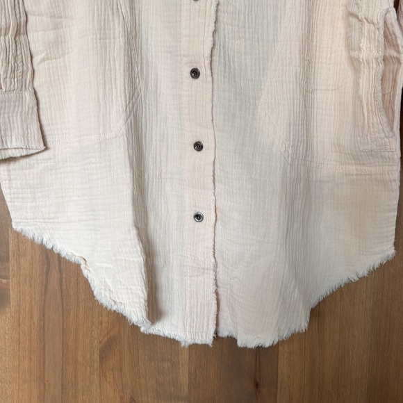 NWT Paintcolors Cotton Gauze Button Down Tunic blouse Shirt Womens M longline - Picture 6 of 10
